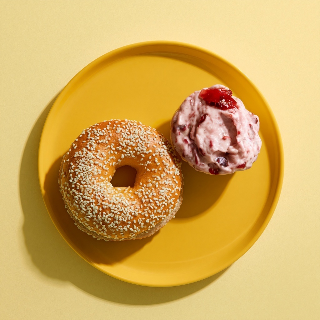 Bagel 🥯 + Strawberry 🍓 Schmear, from the 🆕 Bagels 🥯 + Schmears 🤤 menu at Awakening in Inglewood