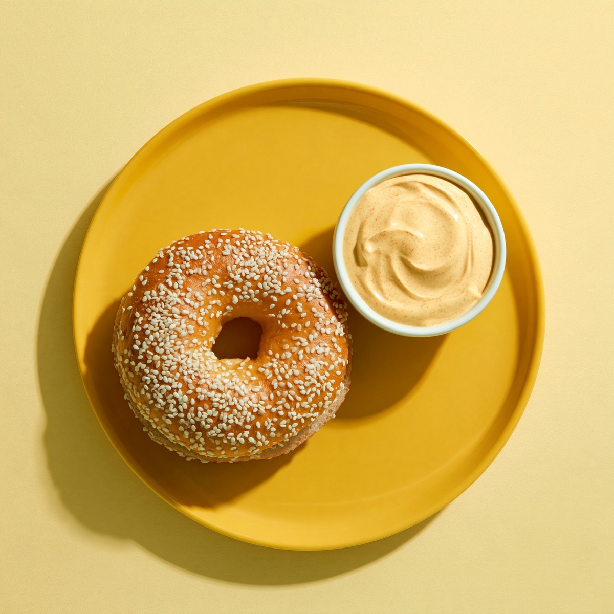 Bagel 🥯 + Pumpkin 🎃 Schmear, from the 🎃 Pumpkin Season 🎃 menu at Awakening in Inglewood