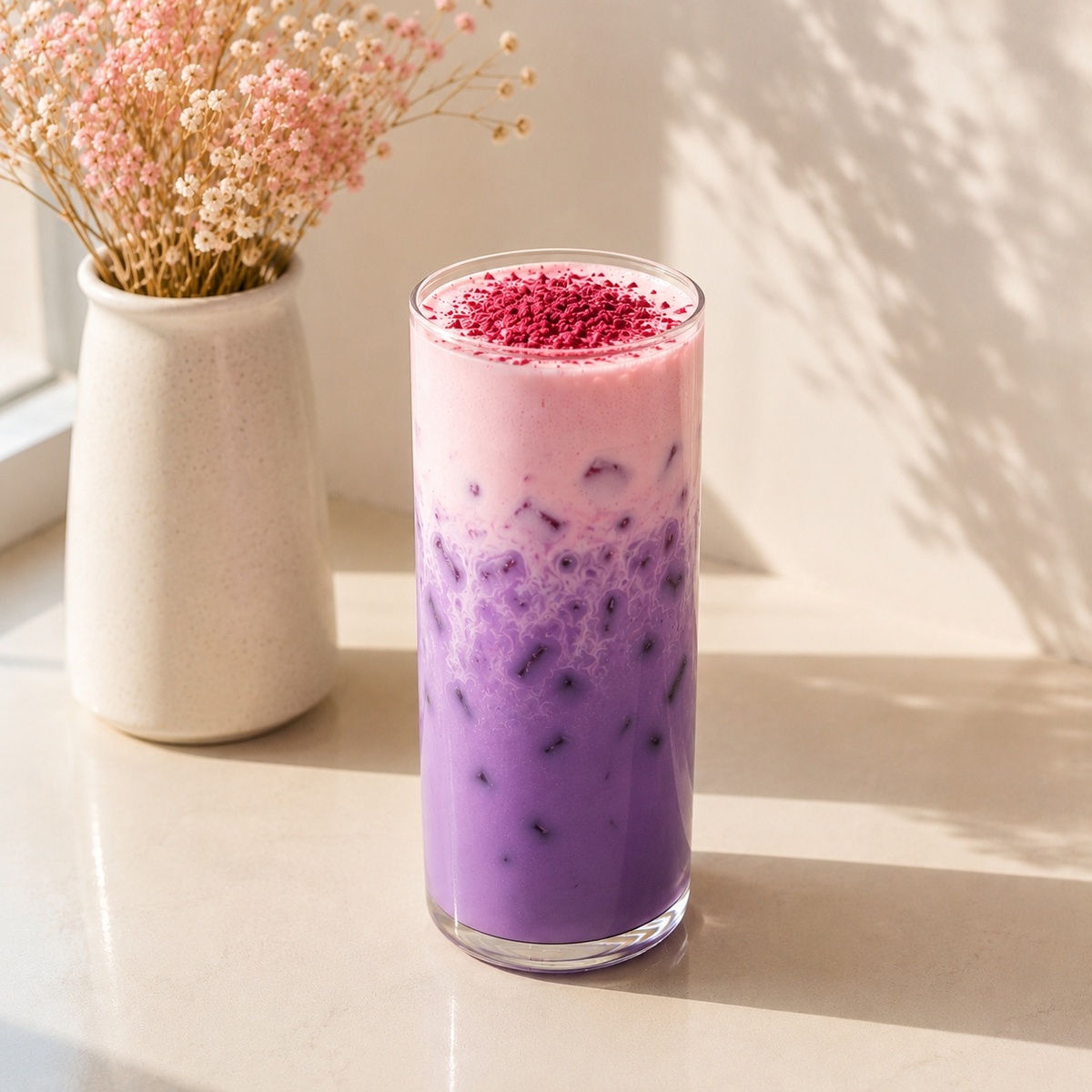 Hibiscus Cloud Lavender Haze Latte, from the Iced Drinks 🧊 menu at Awakening in Inglewood